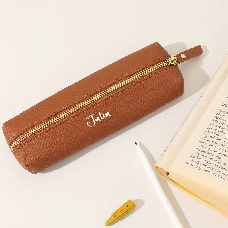Personalized Leather Pencil Pouch-3